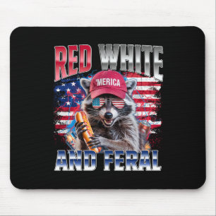 Funny Racoon 4th Of July Usa Patriotic Red White Mouse Pad