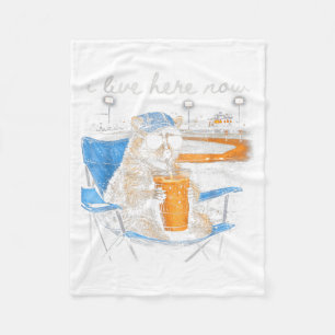 Funny Racoon Ballfield Baseball Field I Live Here Fleece Blanket