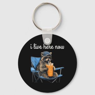 Funny Racoon Ballfield Baseball Field I Live Here Key Ring