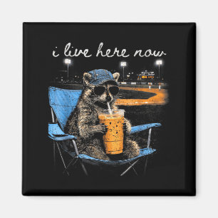Funny Racoon Ballfield Baseball Field I Live Here Magnet