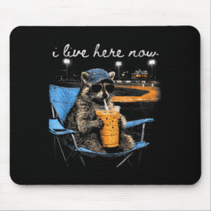 Funny Racoon Ballfield Baseball Field I Live Here Mouse Pad
