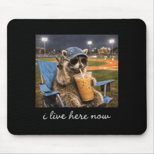 Funny Racoon Ballfield Baseball Field I Live Here Mouse Pad
