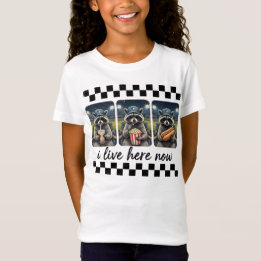 Funny Racoon Baseball Fan – I Live Here Now Stadi T-Shirt