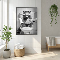 Funny Racoon Bathroom Humourous Animal Wall Art