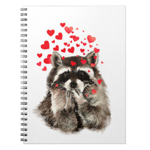 Funny Racoon Blowing Kisses Love Hearts Notebook