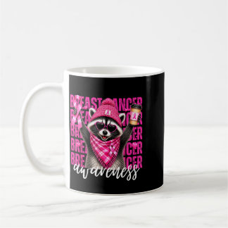 Funny racoon breast cancer awareness pink ribbon coffee mug