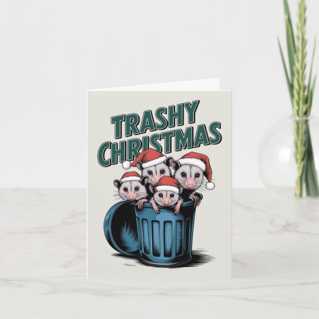 Funny Racoon Christmas Card (Front)