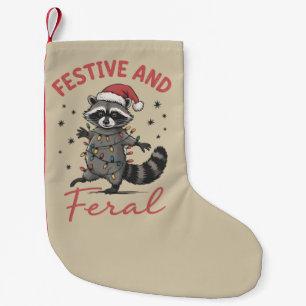 Funny Racoon Christmas Feral Meme Xmas  Small Christmas Stocking