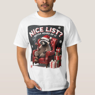 Funny Racoon Christmas Shirt Naughty List Humour