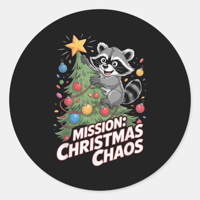 Funny Racoon Christmas Trash Panda Xmas  Classic Round Sticker (Front)