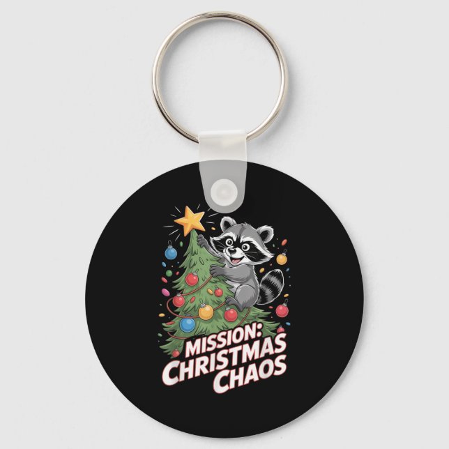 Funny Racoon Christmas Trash Panda Xmas  Key Ring (Front)