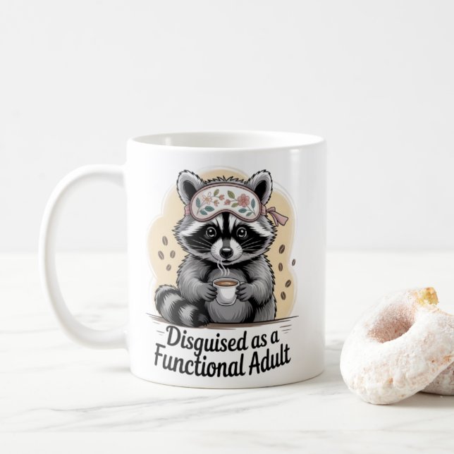 Funny Racoon Coffee Mug Disguised as a Functional (With Donut)