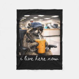 Funny Racoon Coffee Nursing Life Nurses Day Live Fleece Blanket