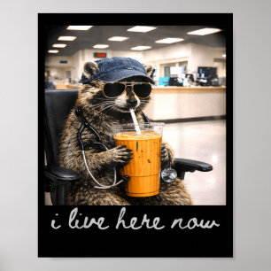 Funny Racoon Coffee Nursing Life Nurses Day Live Poster