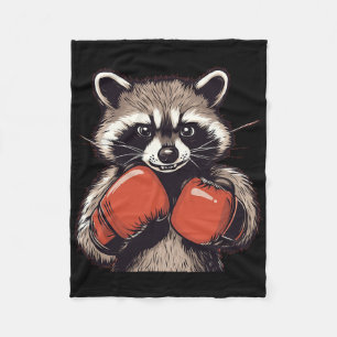 Funny Racoon Costume For Sport And Boxing Gloves Fleece Blanket