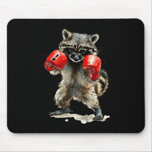 Funny Racoon Costume Sport Boxing Gloves Lovers Mouse Pad