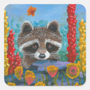 Funny Racoon Creationarts Square Sticker