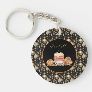 Funny Racoon Customise Text and Colour Key Ring