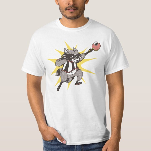 Funny racoon dabbing play ping pong racoon lover T-Shirt (Front)