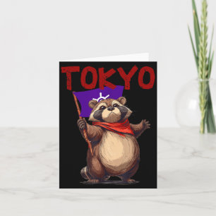Funny Racoon Dog with Tokyo Colours Costume Card