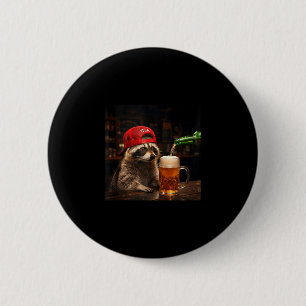 Funny racoon drinking beer patriotic 4th of july 6 cm round badge