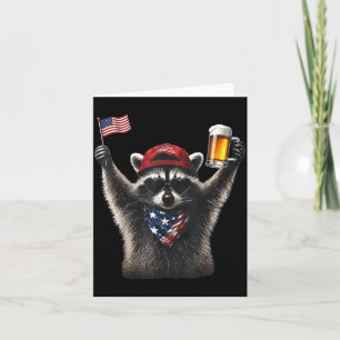 Funny Racoon Drinking Beer Patriotic Aamerican Card
