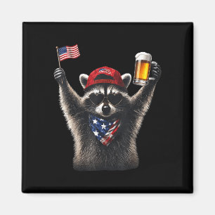 Funny racoon drinking beer patriotic american magnet