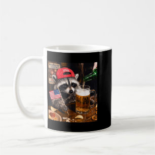 Funny Racoon Drinking Beer Patriotic Usa Flag 4th Coffee Mug