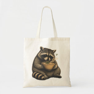 Funny Racoon Drinking Hot Soup Tote Bag