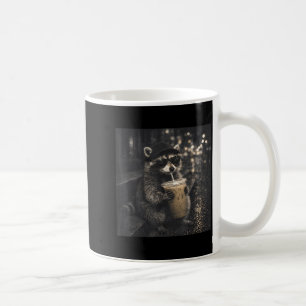 Funny racoon drinking iced coffee animal meme men mug