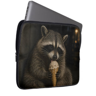 Funny Racoon Eating Ice Cream Laptop Sleeve