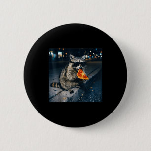 Funny racoon eating pizza cute animal selfie 6 cm round badge