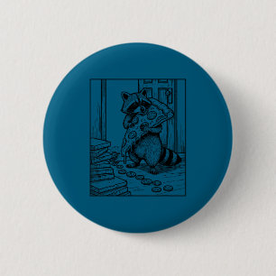 Funny racoon eating pizza for women men kids food 6 cm round badge