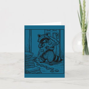 Funny racoon eating pizza for women men kids food card