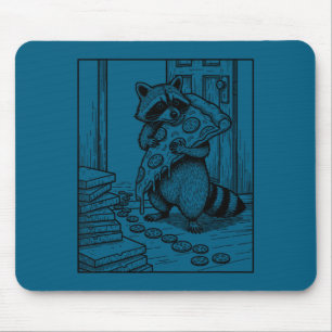 Funny racoon eating pizza for women men kids food mouse pad