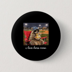 Funny racoon eating ramen baseball shirt live 6 cm round badge