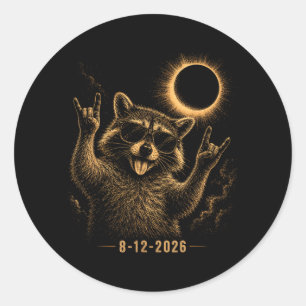 Funny Racoon Eclipse August 12 2026 Solar Event Classic Round Sticker