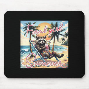 Funny Racoon Feral Girl Summer Vibes Chill Mouse Pad