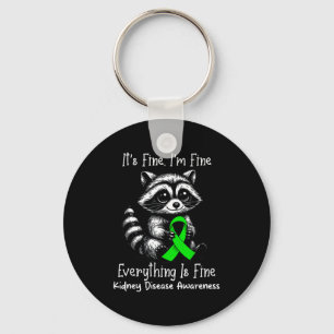 Funny racoon fine fine kidney disease awareness key ring