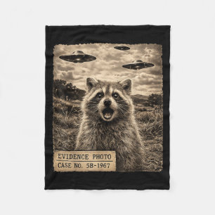 Funny Racoon Graphic Alien Ufo Evidence Photo Fleece Blanket