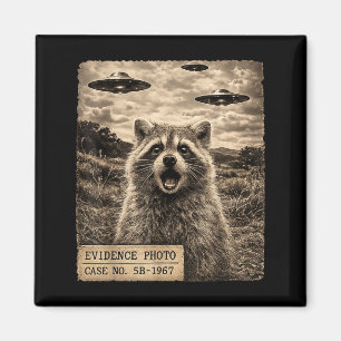 Funny Racoon Graphic Alien Ufo Evidence Photo Magnet