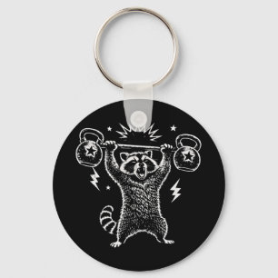 Funny Racoon Gym Workout Hilarious Weightlifti Key Ring