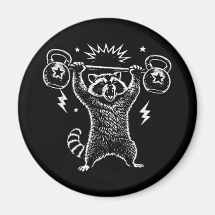 Funny Racoon Gym Workout Hilarious Weightlifti Magnet