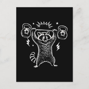 Funny Racoon Gym Workout Hilarious Weightlifti Postcard