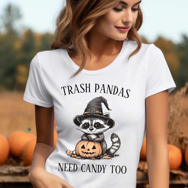 Funny Racoon Halloween Shirt (Funny Halloween Raccoon Shirt  Trash Pandas Need Candy Too!)