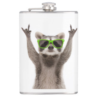 Funny racoon hip flask