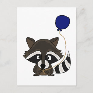 Funny Racoon Holding Balloon Postcard