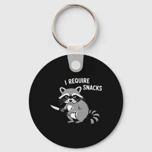 Funny Racoon I Require Snacks Halloween Humour 1 Key Ring