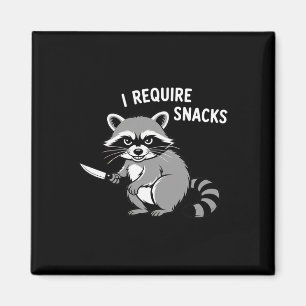 Funny Racoon I Require Snacks Halloween Humour 1 Magnet