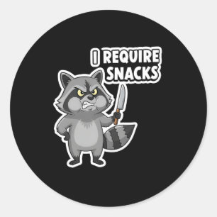 Funny Racoon I Require Snacks Halloween Humour Car Classic Round Sticker